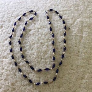 Lovely lapis, freshwater pearl & 14k gold necklace